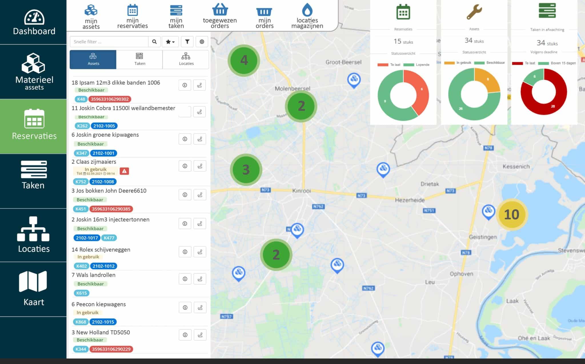 Getrackte bouwmachine op de werf