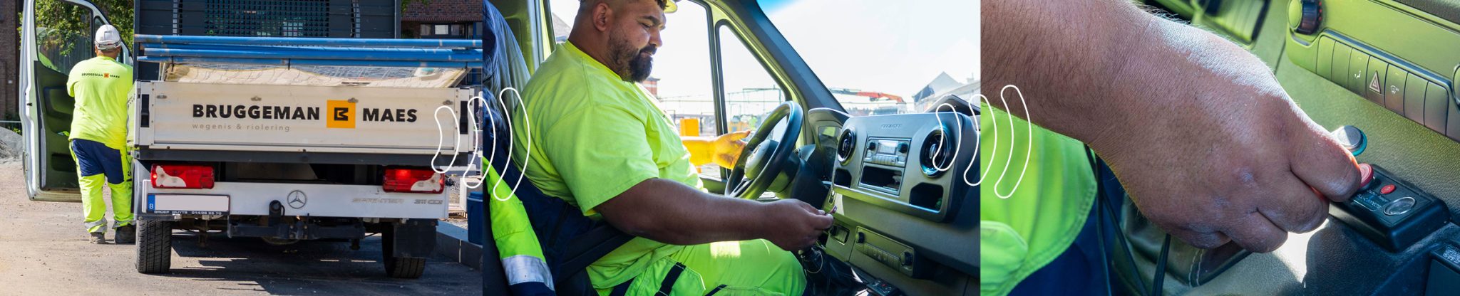 Chauffeur checkt in op het AllConnects mobiliteitsbord in de bedrijfswagen via Dallas-sleutel