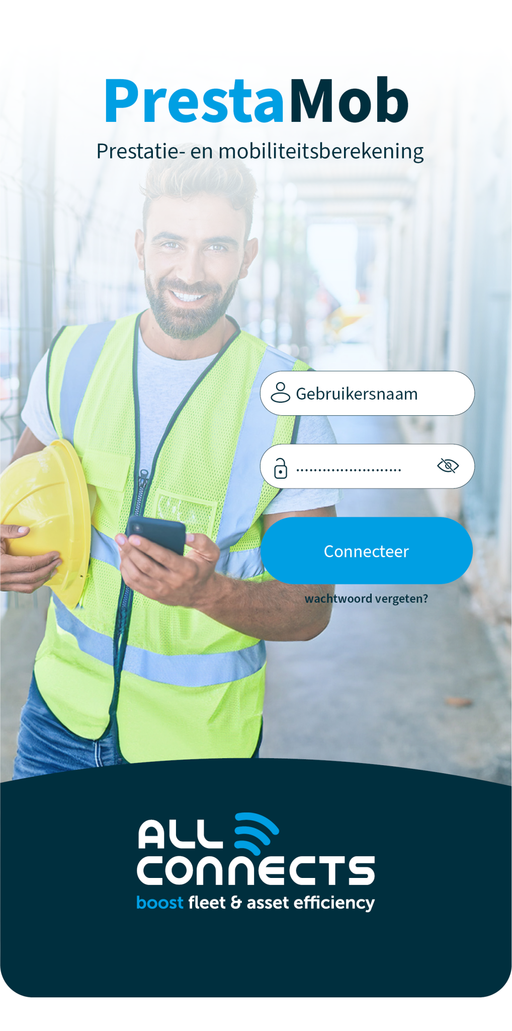 PrestaMob app loginscherm
