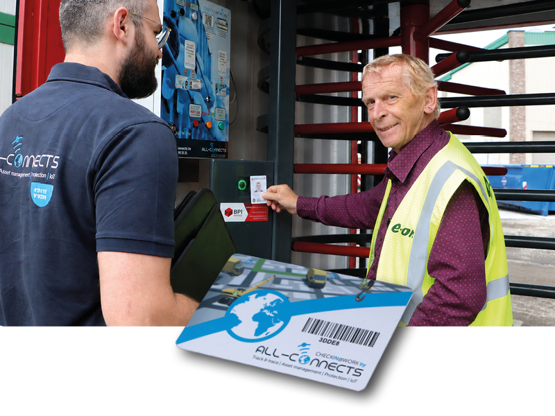 RFID-badge en Dallas-sleutel voor werfregistratie via Checkin@work